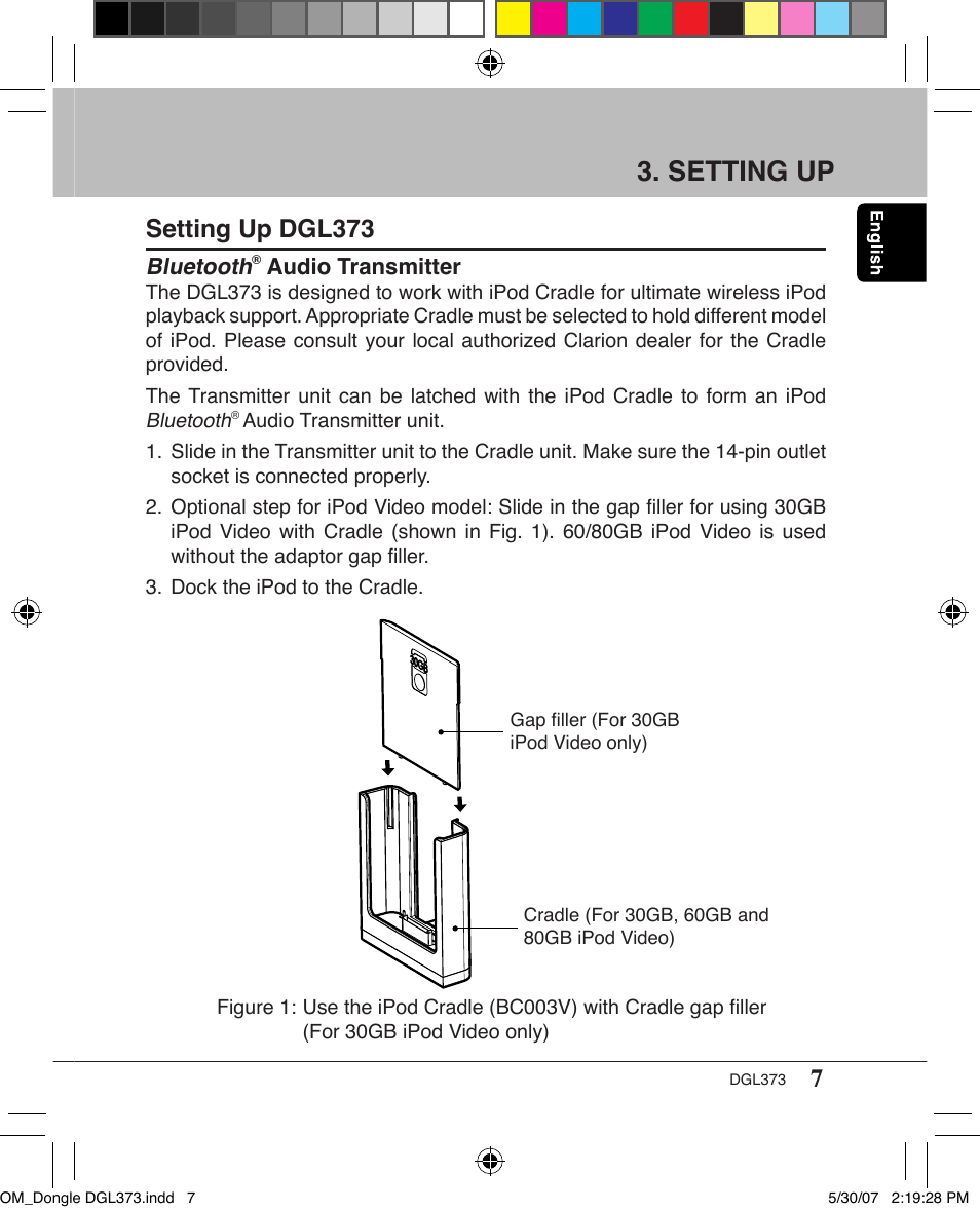 Setting up, Setting up dgl373 | Clarion DGL373 User Manual | Page 7 / 24