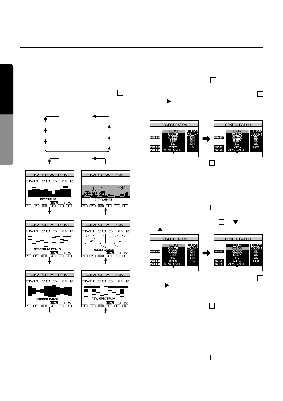 Other functions, 28 english, Switching the spectrum analyzer display | Switching the button color, Switching the background color, Turning on and off the operation sound | Clarion compact disc User Manual | Page 22 / 28