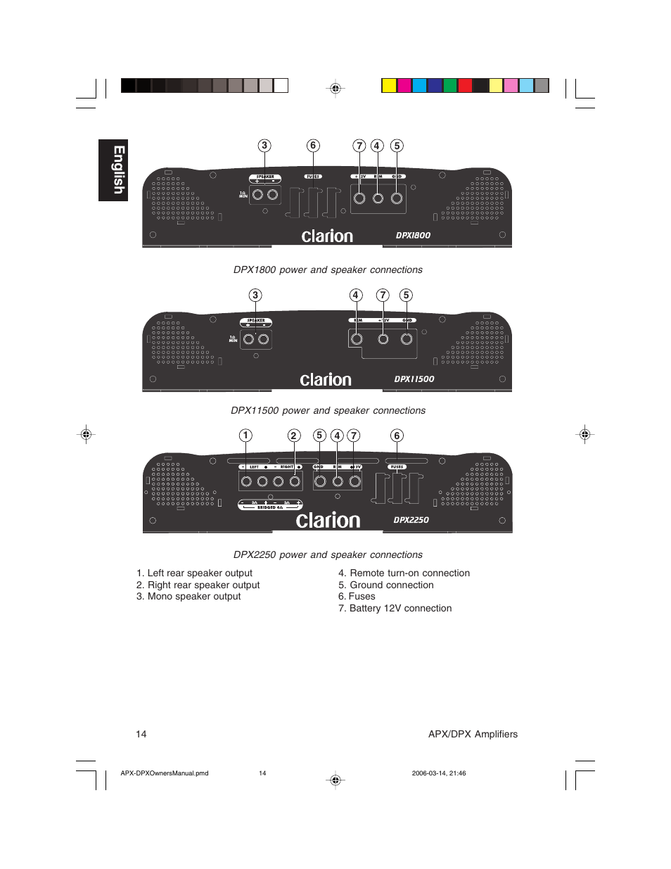 English | Clarion DPX11500  EN User Manual | Page 14 / 28