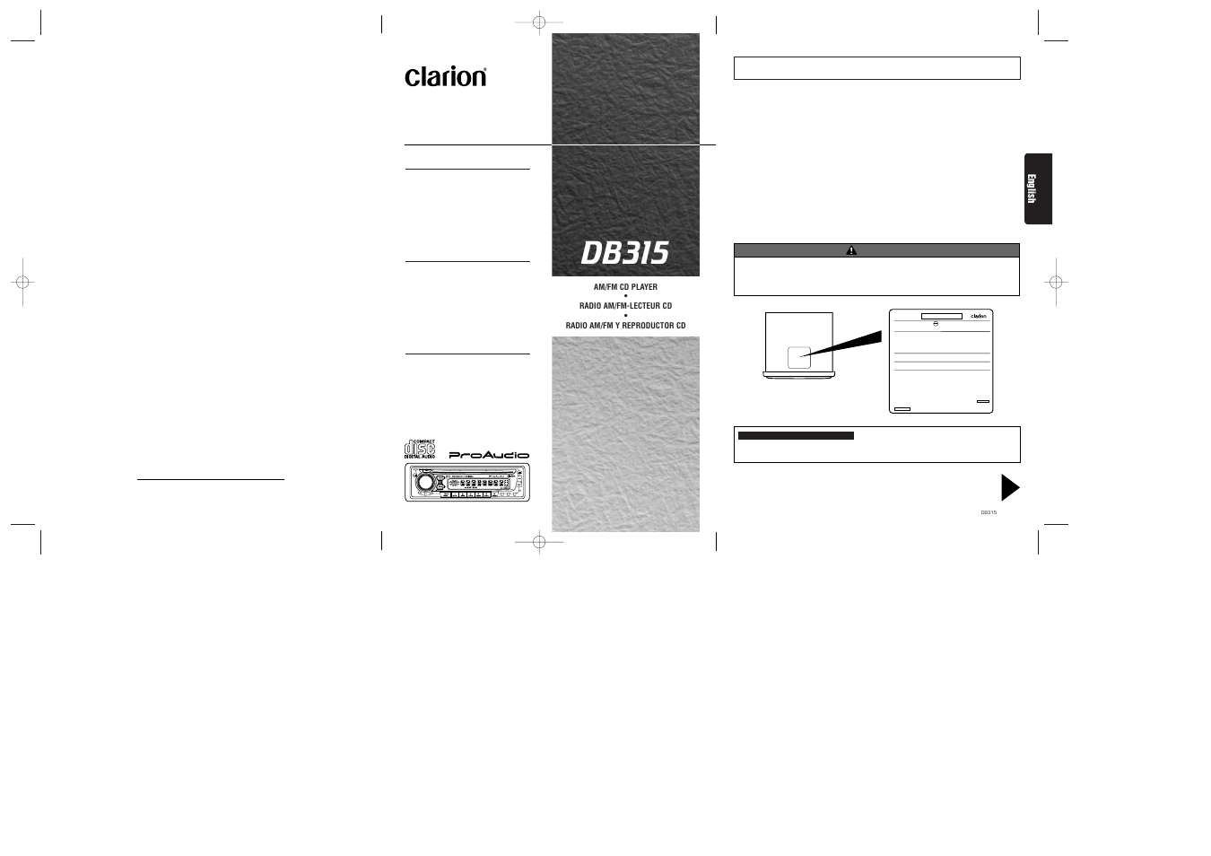 Clarion DB315 User Manual | 14 pages