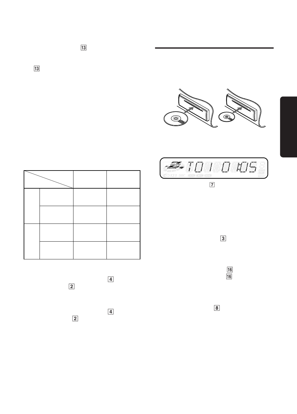 Cd mode operations, 13 english, Area change | Loading a disc, Listening to the disc already inserted, Stopping (pausing) playback, Ejecting the cd | Clarion DX425 User Manual | Page 11 / 16