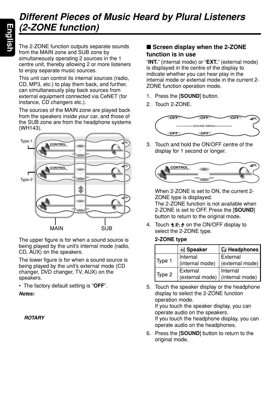 English, Screen display when the 2-zone function is in use | Clarion DXZ948RMP User Manual | Page 36 / 69