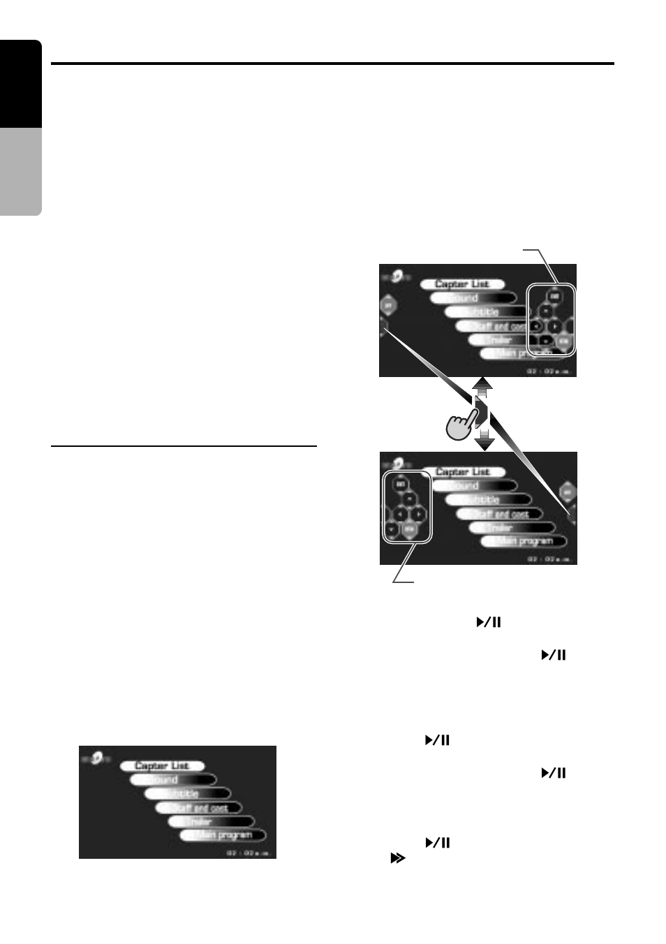 Dvd video operations, English, Watching a dvd-video | Showing the dvd menu, Dvd video player operations, Switching key pad position, Stopping playback, Pausing playback, Slow playback | Clarion VRX925VD User Manual | Page 32 / 82