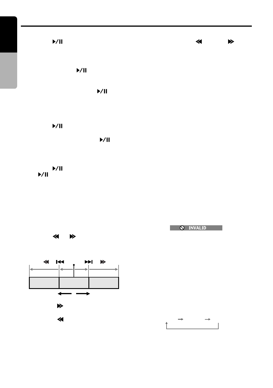 English, Stopping playback, Pausing playback | Slow playback, Skipping a track (searching), Fast forward and fast backward, Searching with a track number, Dvd video player operations, Changing audio output, Scan playback | Clarion VRX925VD User Manual | Page 36 / 82