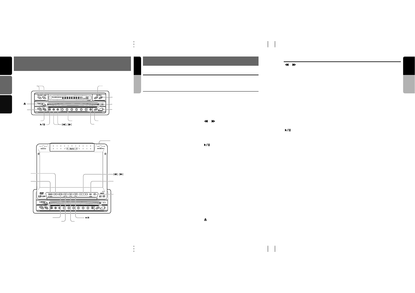 Front panel, Controls / commandes / controles 4. nomenclature, Names of buttons | English français español english, English, When the display open, When the display closed | Clarion VRX925VD User Manual | Page 5 / 82