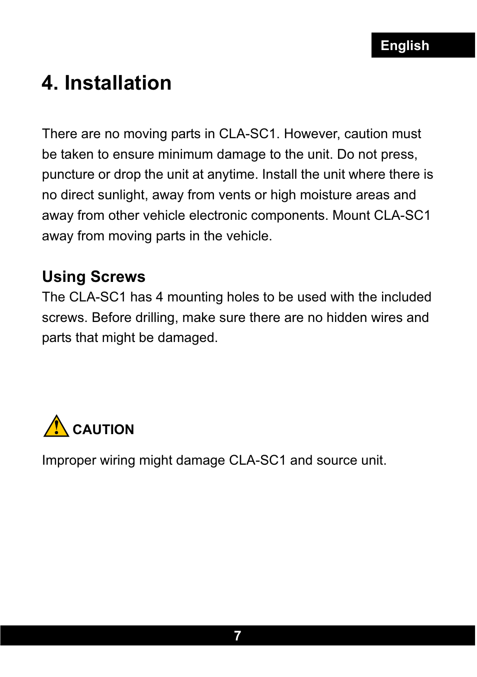 Installation | Clarion CLA-SC1 User Manual | Page 8 / 12