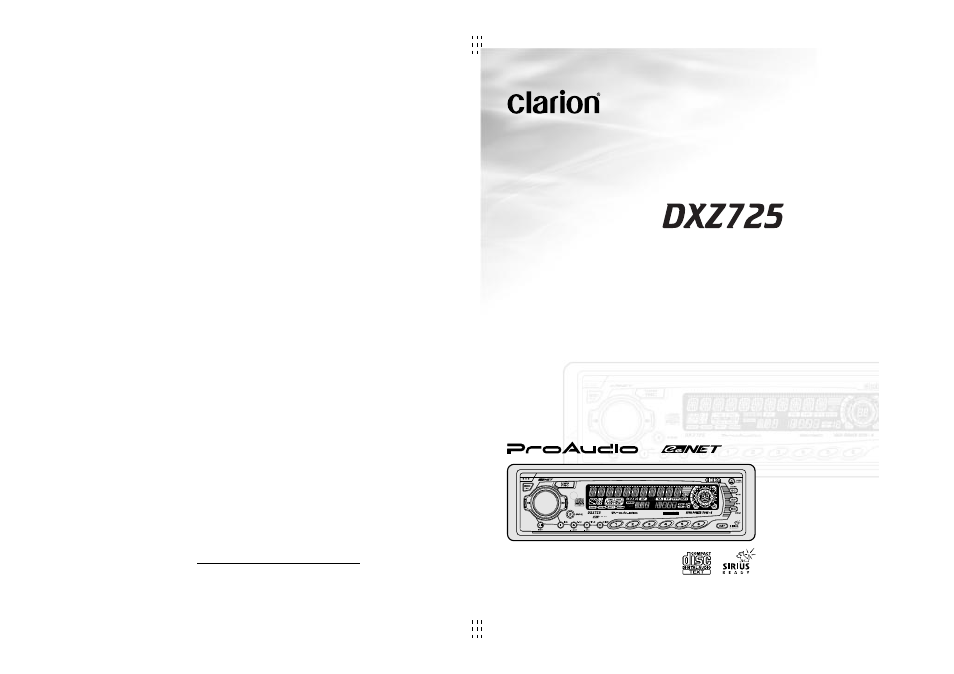 Clarion DXZ725 User Manual | 35 pages