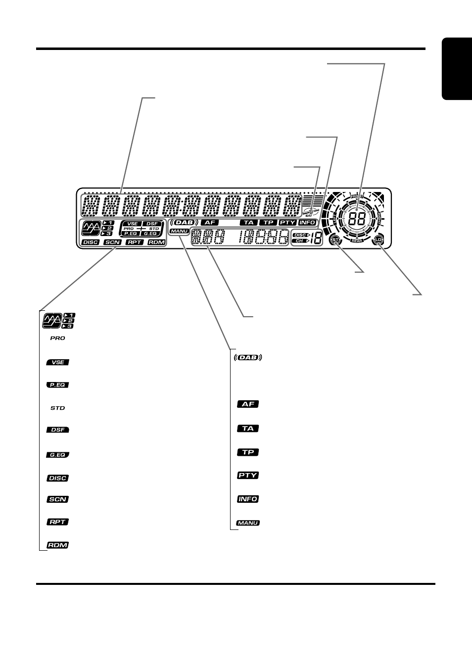 Display items, Lcd screen, 9english | Clarion DXZ725 User Manual | Page 5 / 35