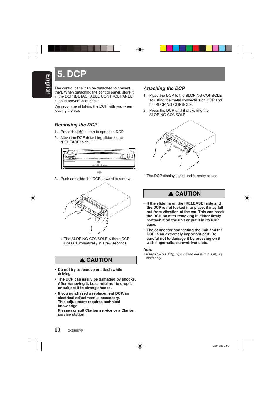 English, Caution | Clarion DXZ866MP User Manual | Page 10 / 45