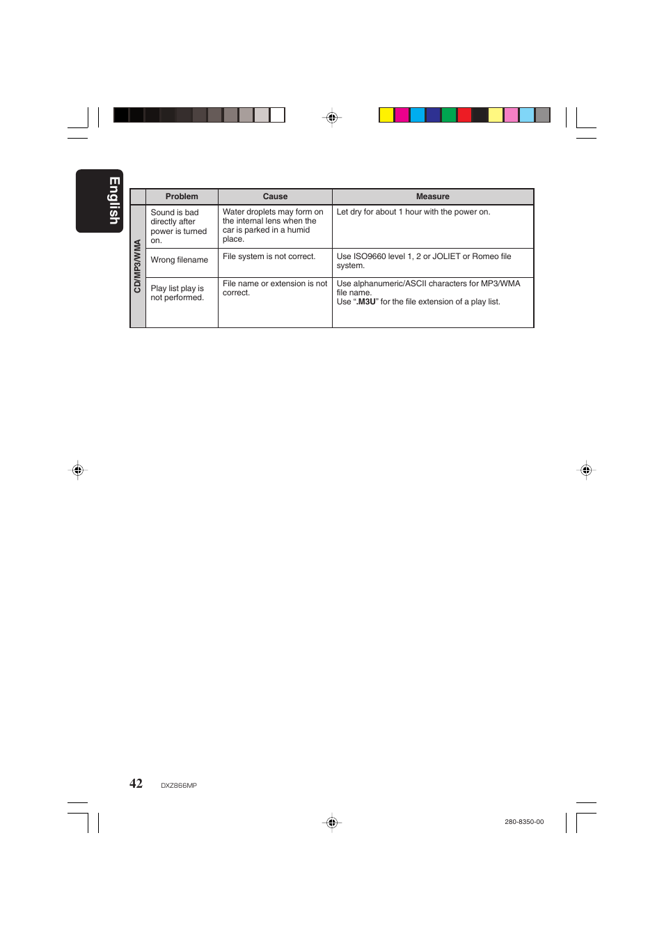 English 42 | Clarion DXZ866MP User Manual | Page 42 / 45