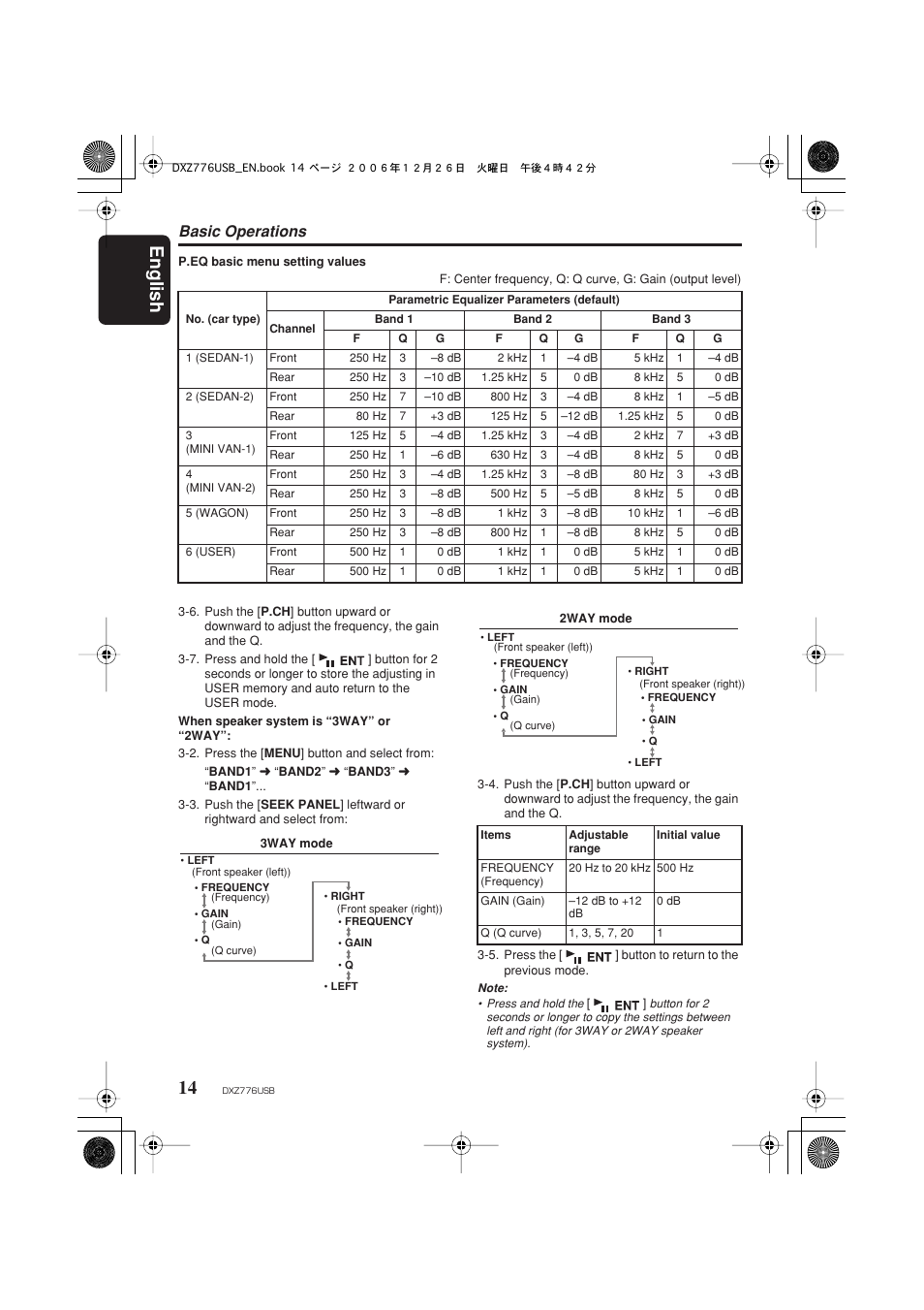 English 14, Basic operations | Clarion DXZ776usb User Manual | Page 16 / 44