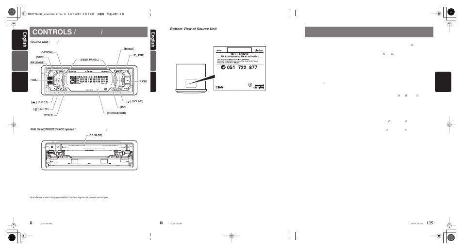 Controls, English english ii | Clarion DXZ776usb User Manual | Page 2 / 44