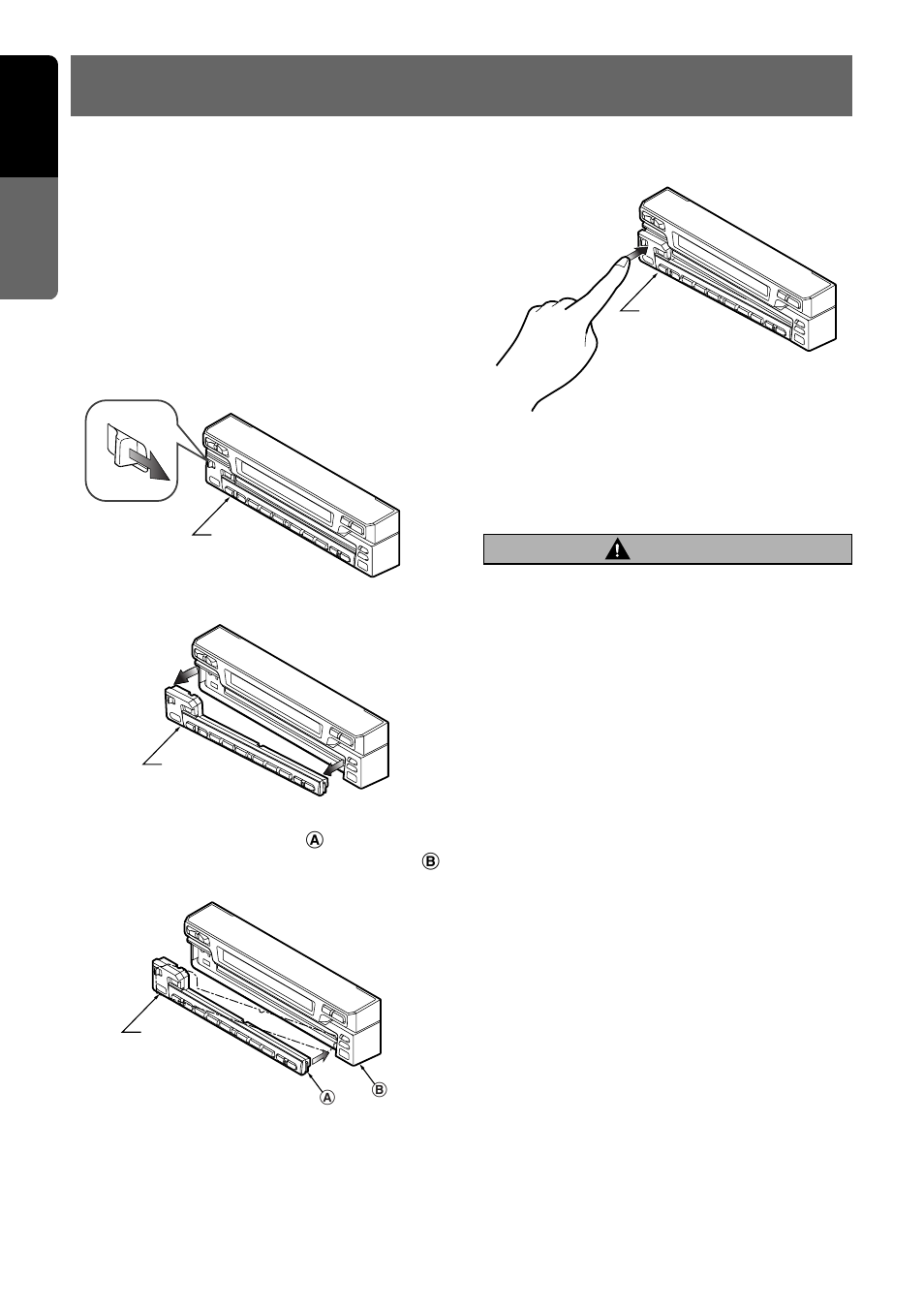 English, Caution, Removing the dcp | Attaching the dcp | Clarion VRX938R User Manual | Page 10 / 51