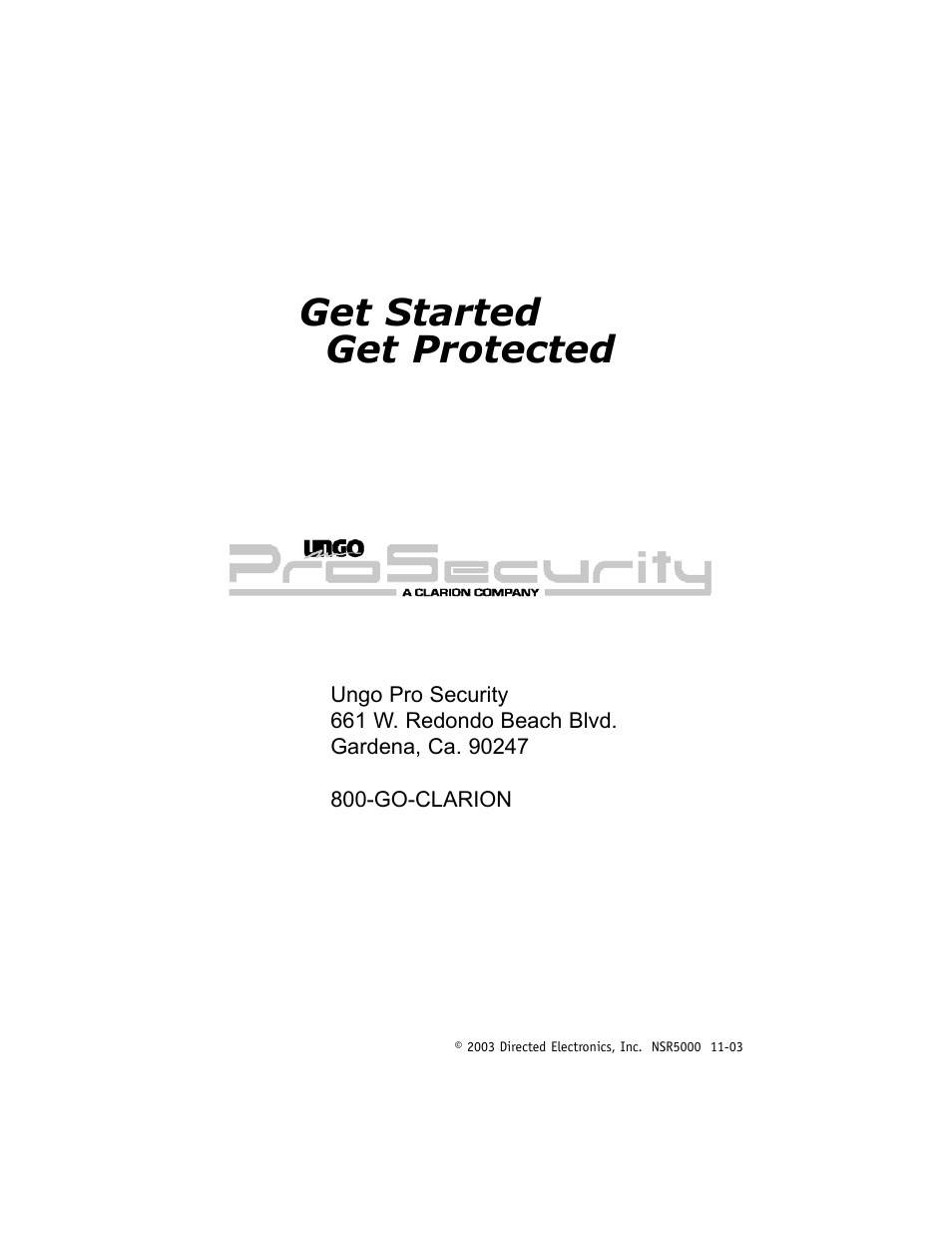 Get started get protected | Clarion SR5000 User Manual | Page 42 / 42