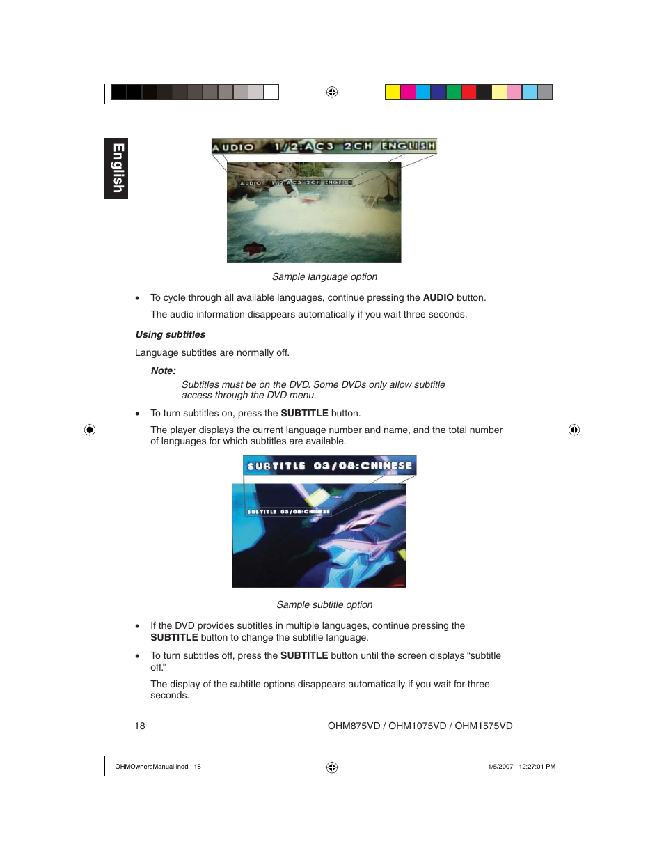 English | Clarion OHM875VD User Manual | Page 18 / 40