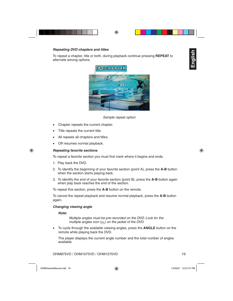 English | Clarion OHM875VD User Manual | Page 19 / 40