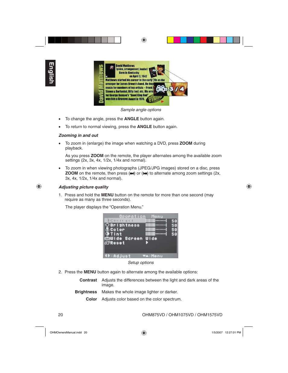 English | Clarion OHM875VD User Manual | Page 20 / 40