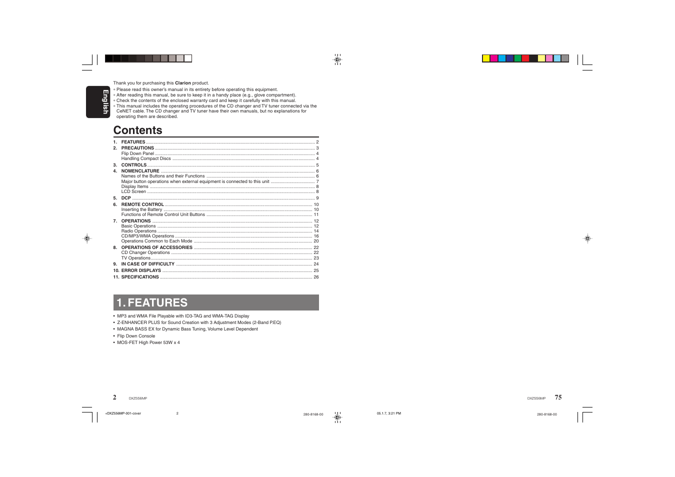 Clarion DXZ556MP User Manual | Page 2 / 25