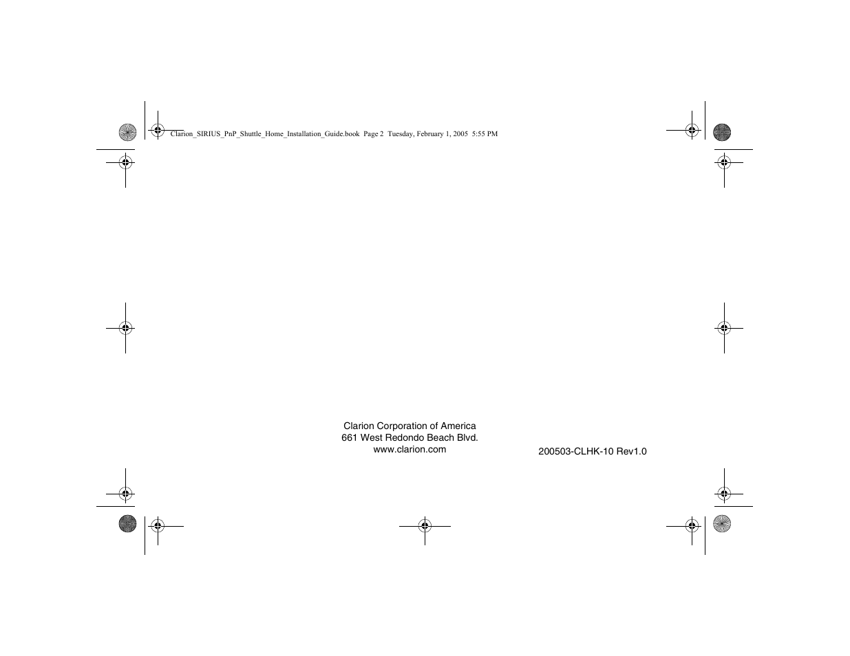 Clarion SIRIUS CLHK User Manual | Page 20 / 20