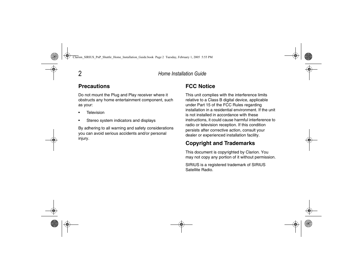 Clarion SIRIUS CLHK User Manual | Page 4 / 20