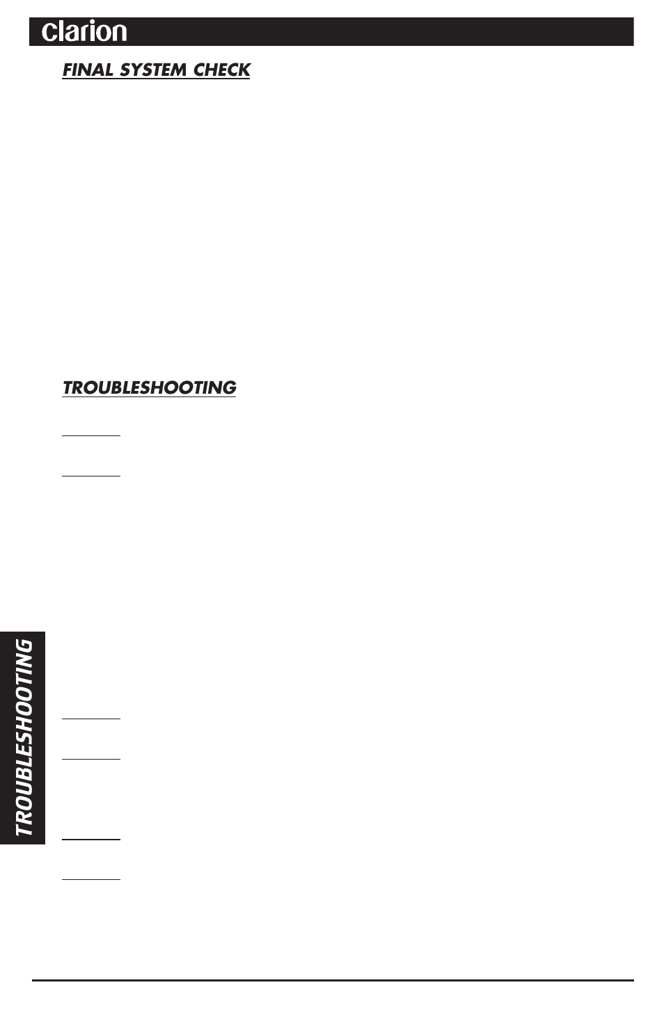 Apx600.5 power system amplifier, Tr ouble s hoo t ing, Apx600.5 power system amplifier setting t he gain | Clarion APX600.5 User Manual | Page 14 / 16