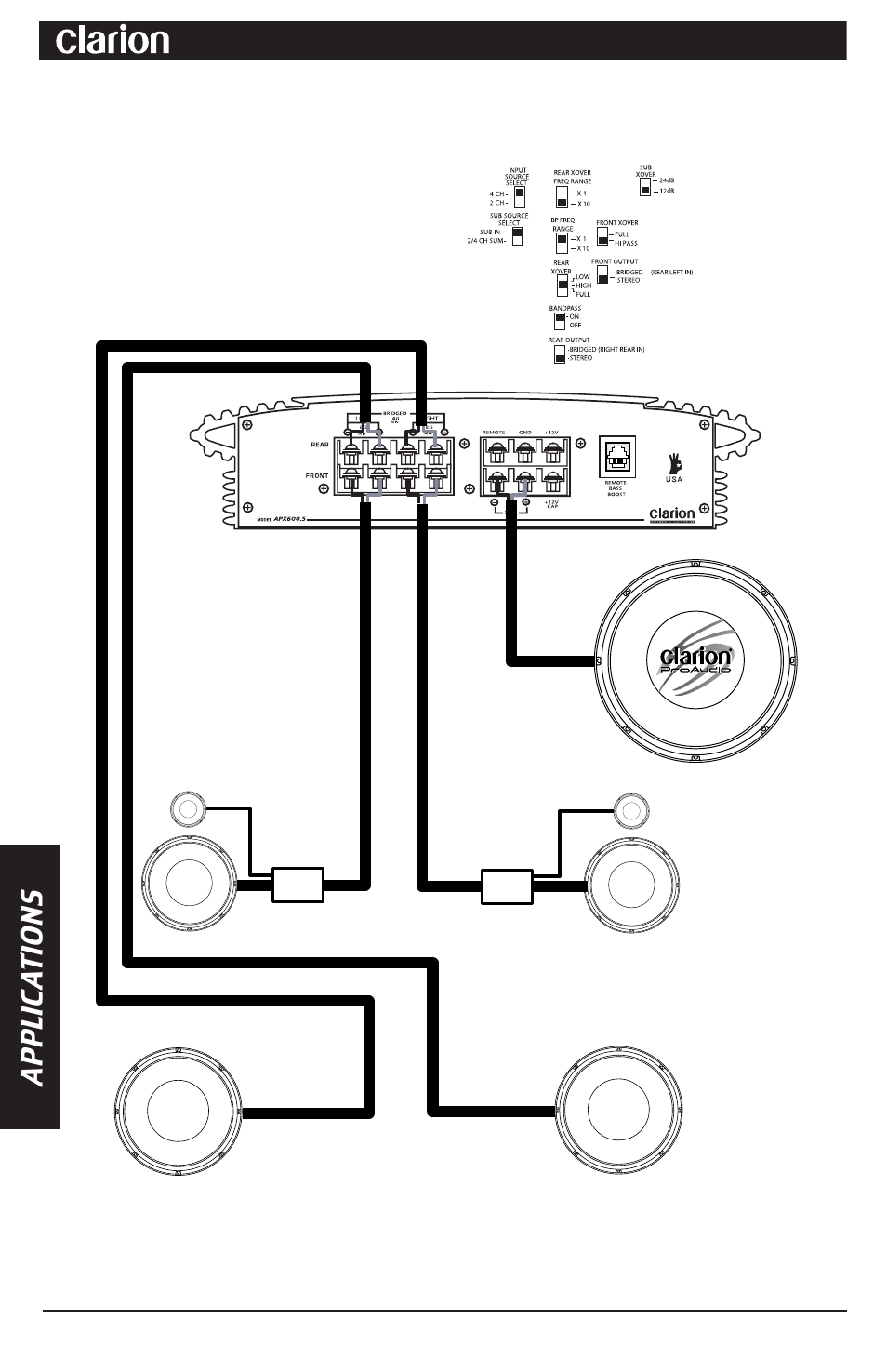 Apx600.5 power system amplifier | Clarion APX600.5 User Manual | Page 8 / 16