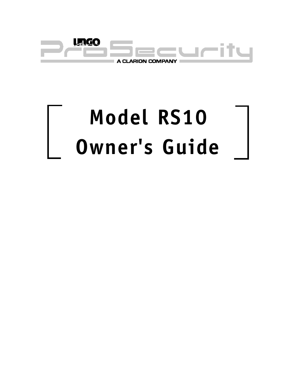 Clarion RS10 User Manual | 19 pages