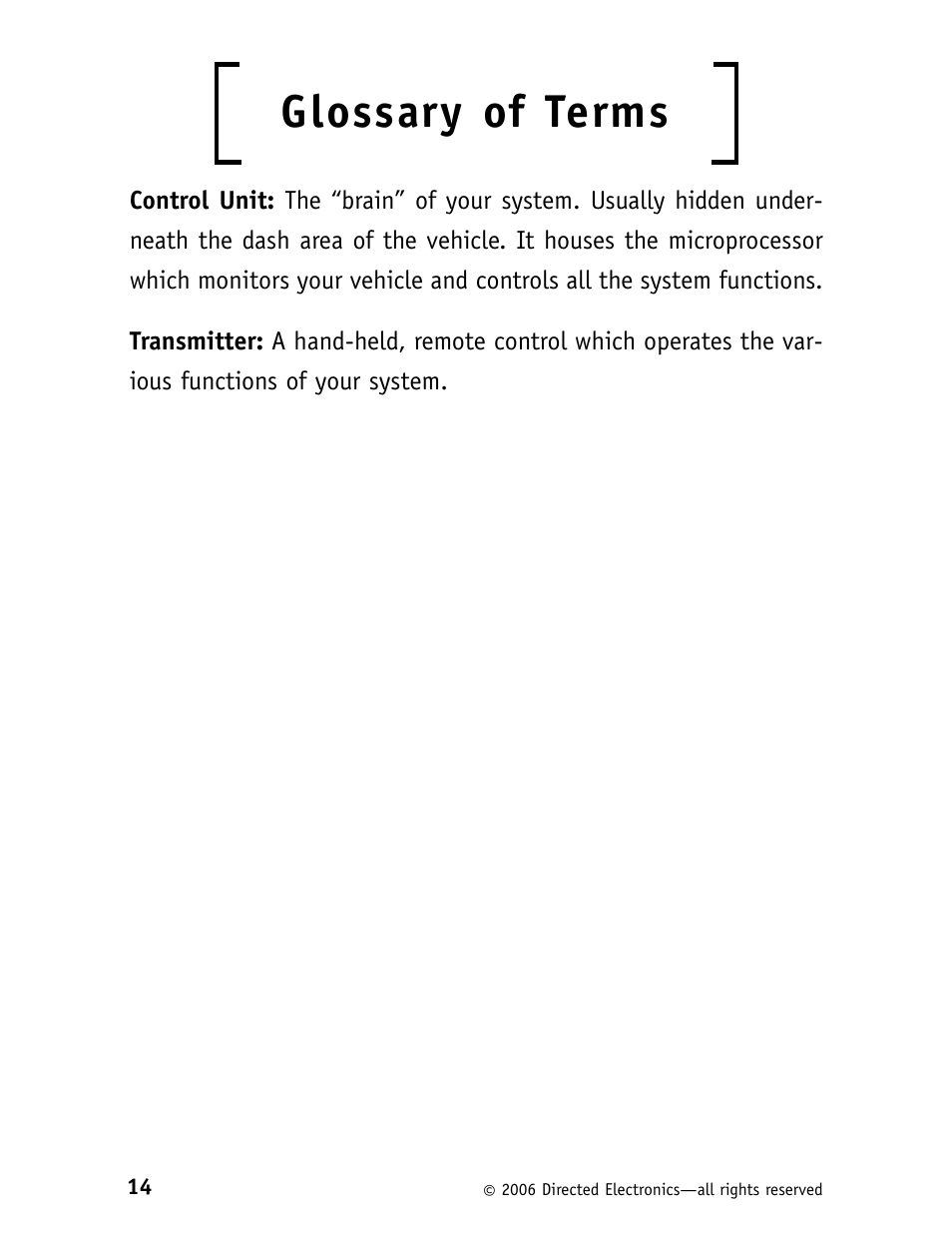 Glossary of terms | Clarion RS10 User Manual | Page 17 / 19