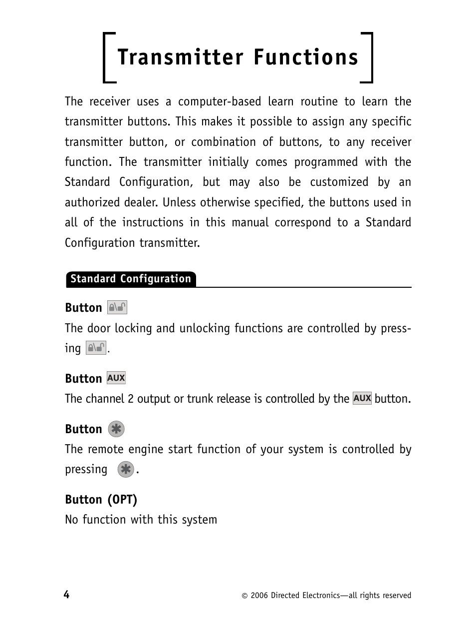 Transmitter functions | Clarion RS10 User Manual | Page 7 / 19