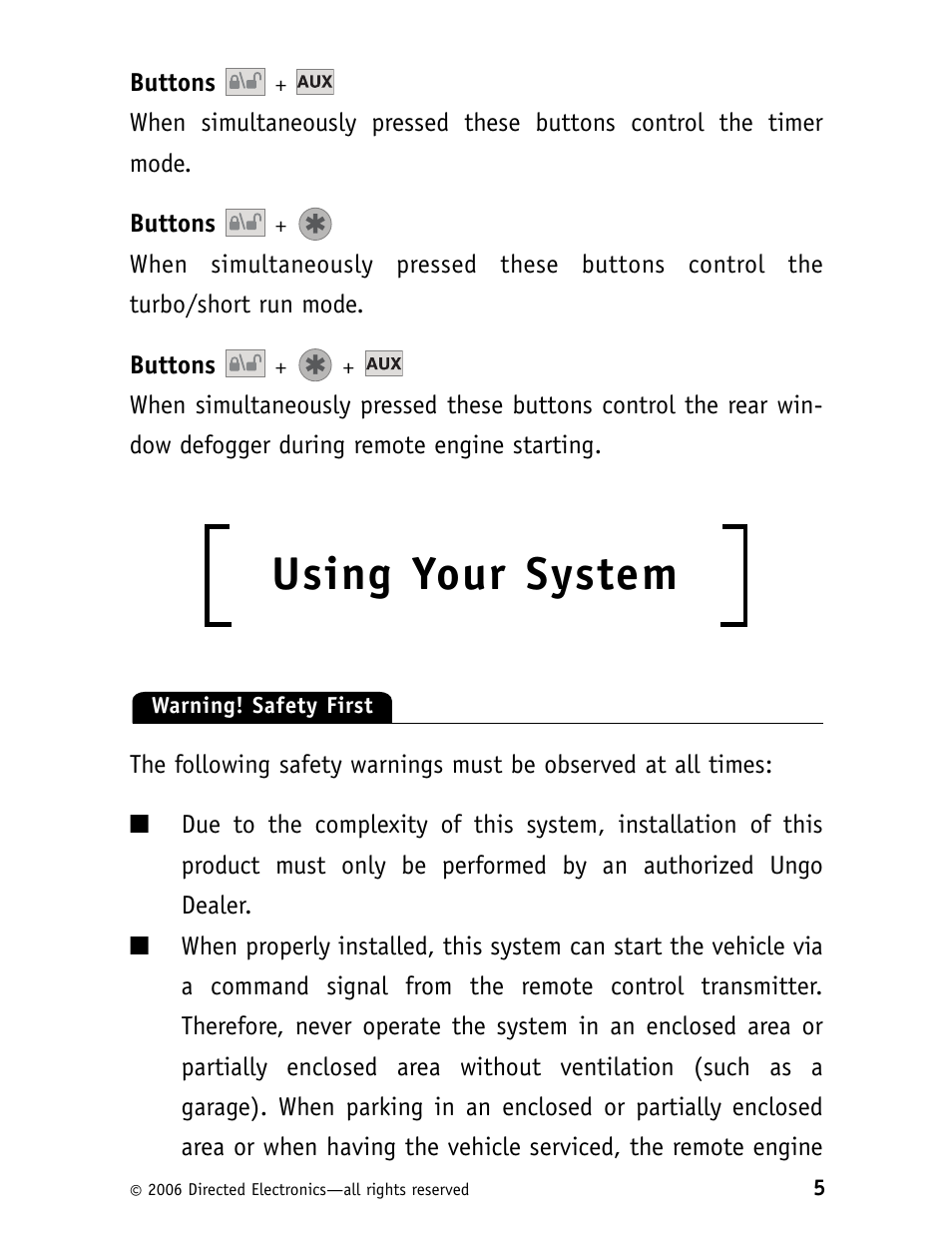 Using your system | Clarion RS10 User Manual | Page 8 / 19