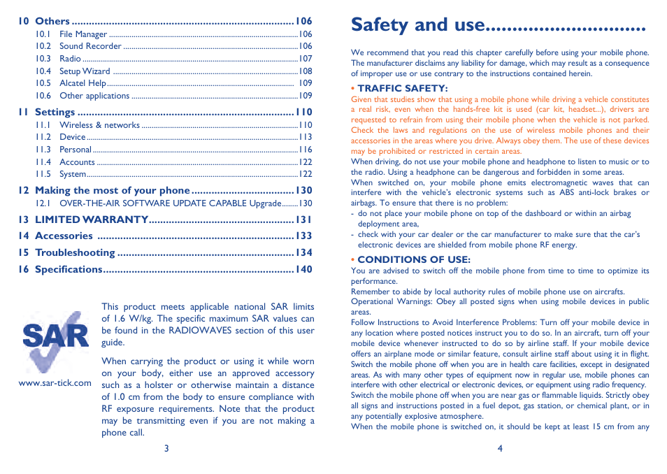 Safety and use | Alcatel Idol Mini User Manual | Page 3 / 72