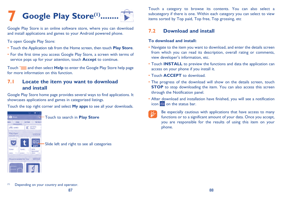 Google play store | Alcatel Idol Mini User Manual | Page 45 / 72