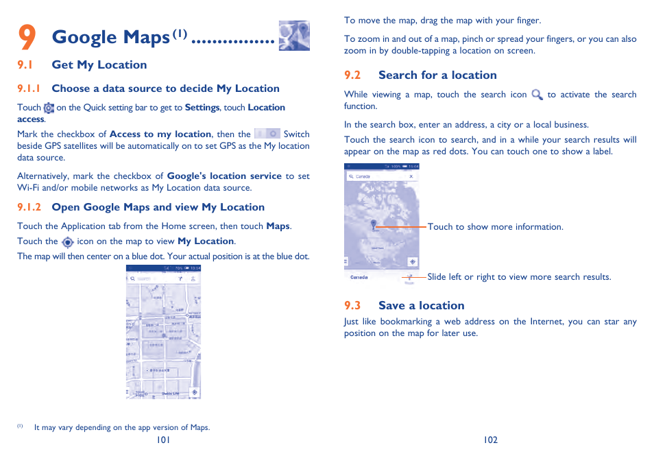 Google maps | Alcatel Idol Mini User Manual | Page 52 / 72