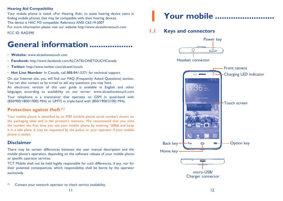 General information, Your mobile | Alcatel Idol Mini User Manual | Page 7 / 72