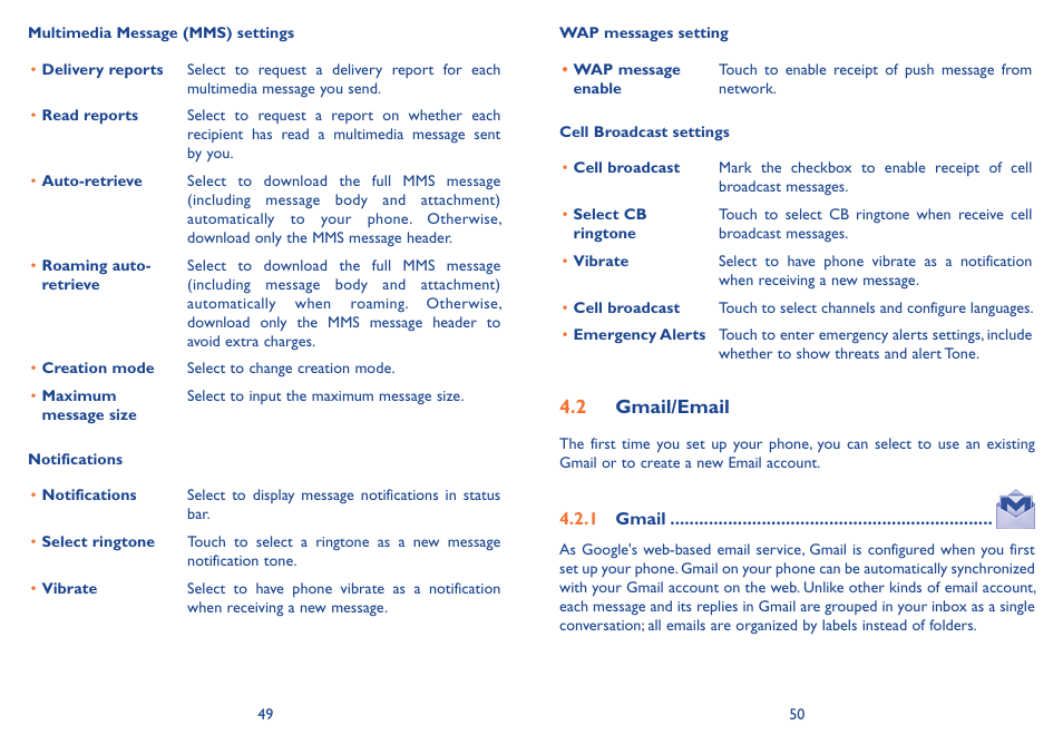 2 gmail/email | Alcatel Idol 2s User Manual | Page 26 / 70