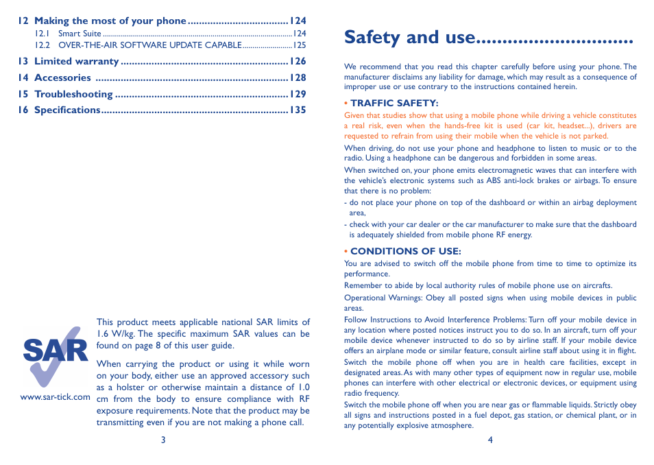 Safety and use | Alcatel Idol 2s User Manual | Page 3 / 70