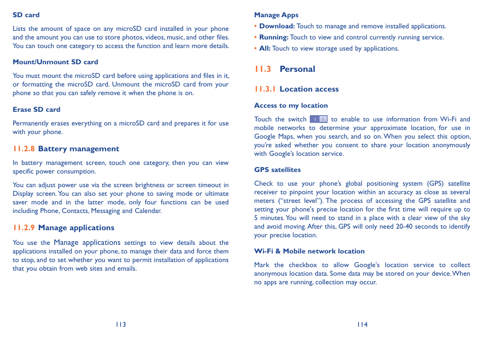 3 personal | Alcatel Idol 2s User Manual | Page 58 / 70