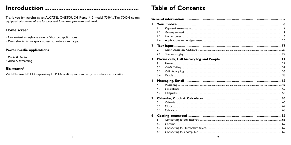 Alcatel ONE TOUCH Fierce 2 User Manual | Page 2 / 68