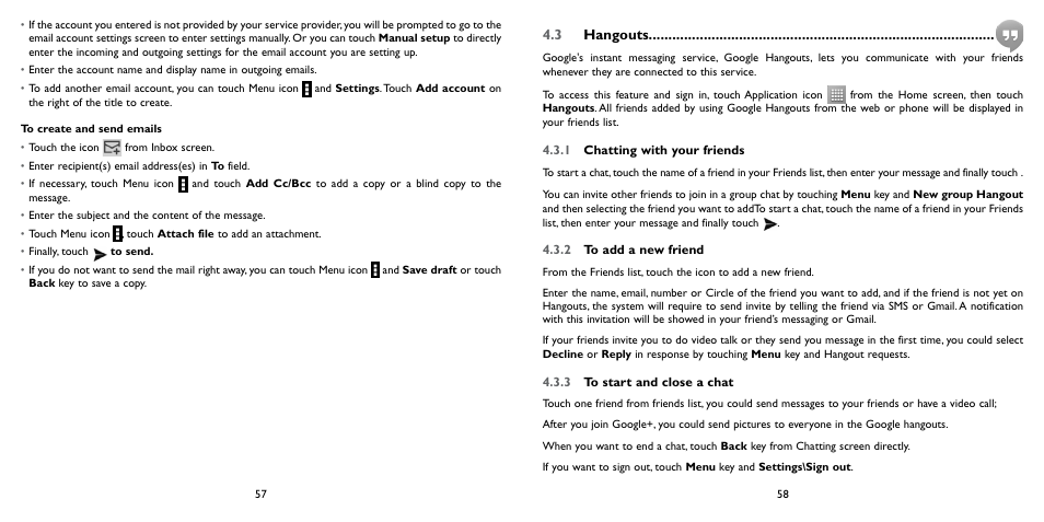 3 hangouts | Alcatel ONE TOUCH Fierce 2 User Manual | Page 30 / 68