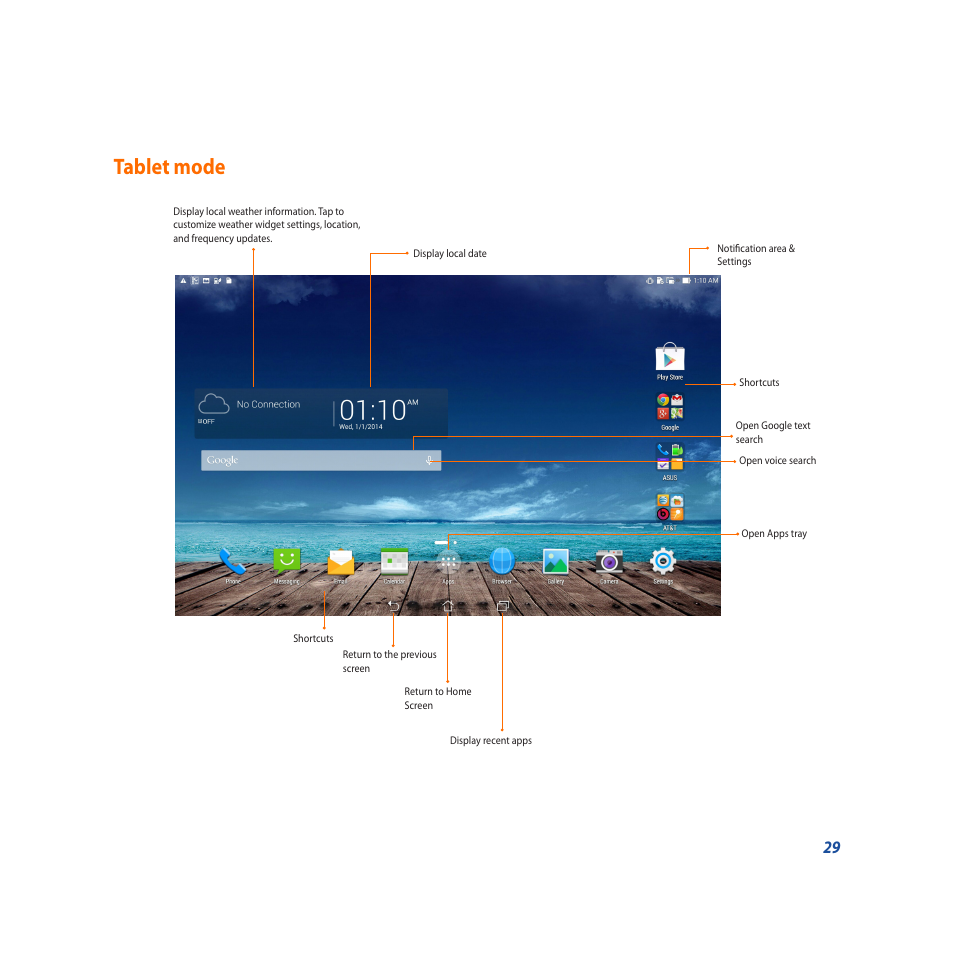 Tablet mode | Asus PadFone X User Manual | Page 29 / 62