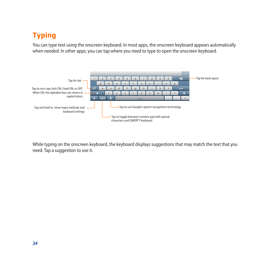 Typing | Asus PadFone X User Manual | Page 34 / 62