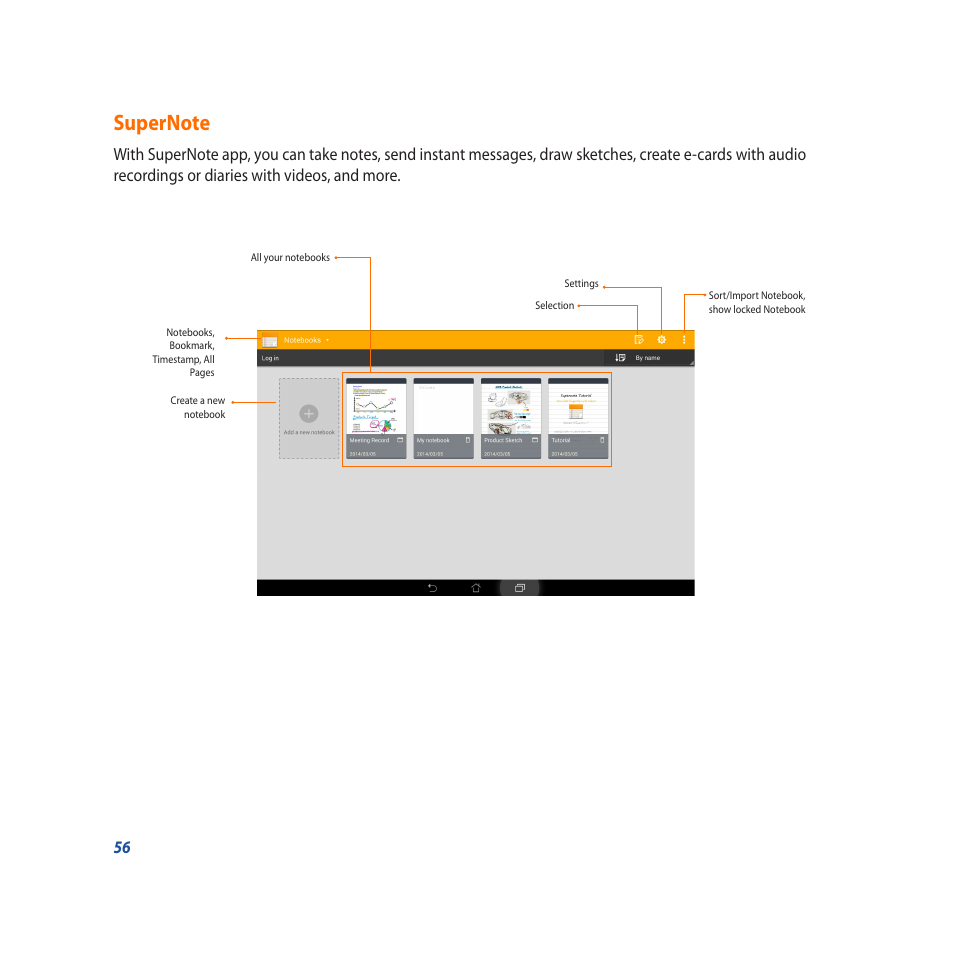 Supernote | Asus PadFone X User Manual | Page 56 / 62