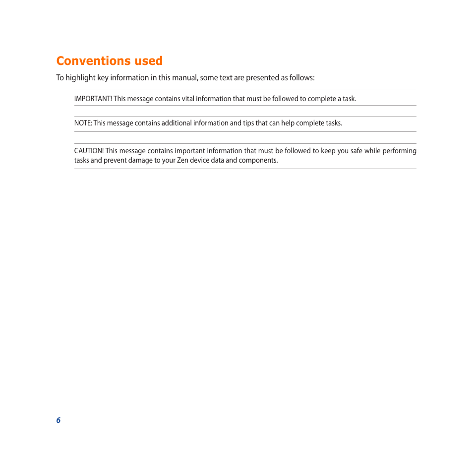 Conventions used | Asus PadFone X User Manual | Page 6 / 62