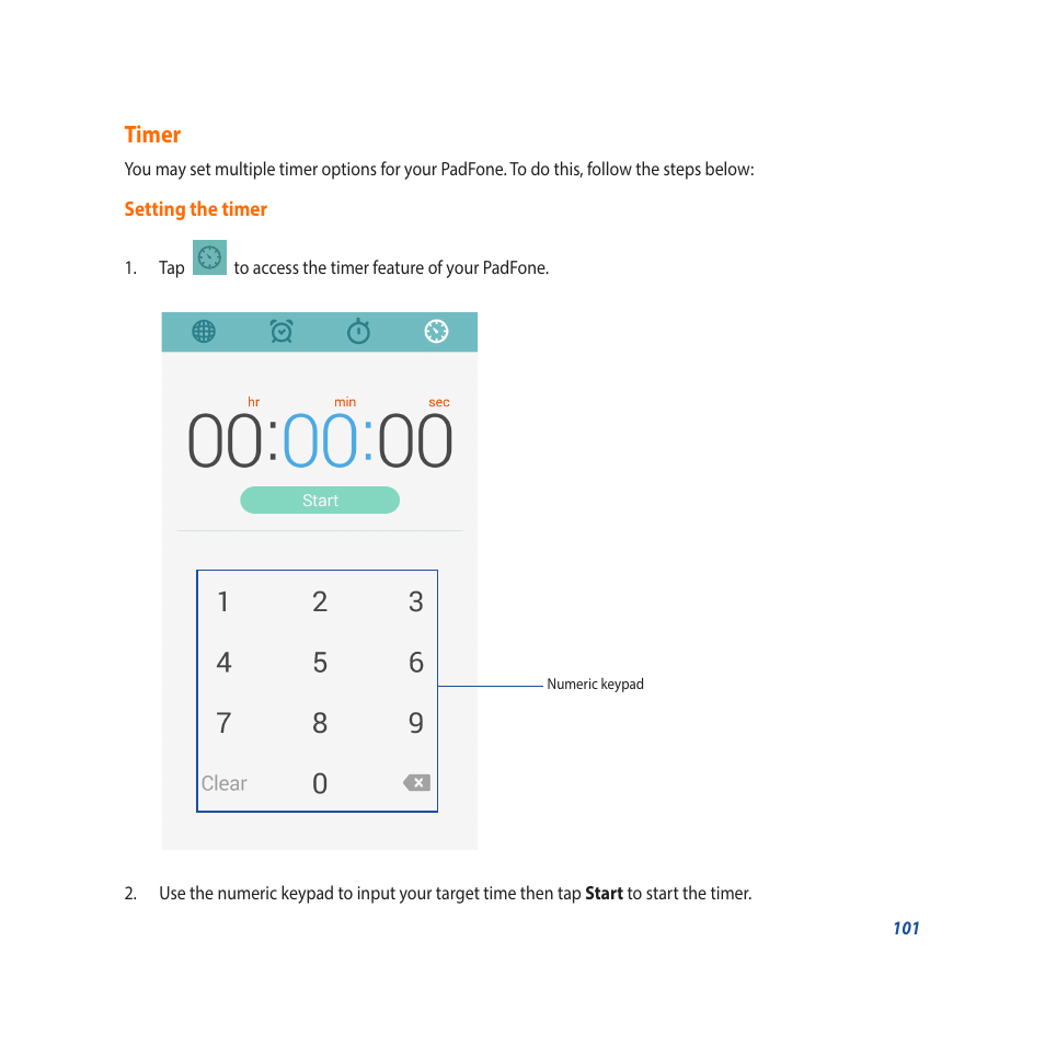 Timer | Asus Padfone X mini User Manual | Page 101 / 146