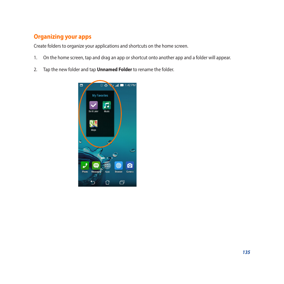 Organizing your apps | Asus Padfone X mini User Manual | Page 135 / 146