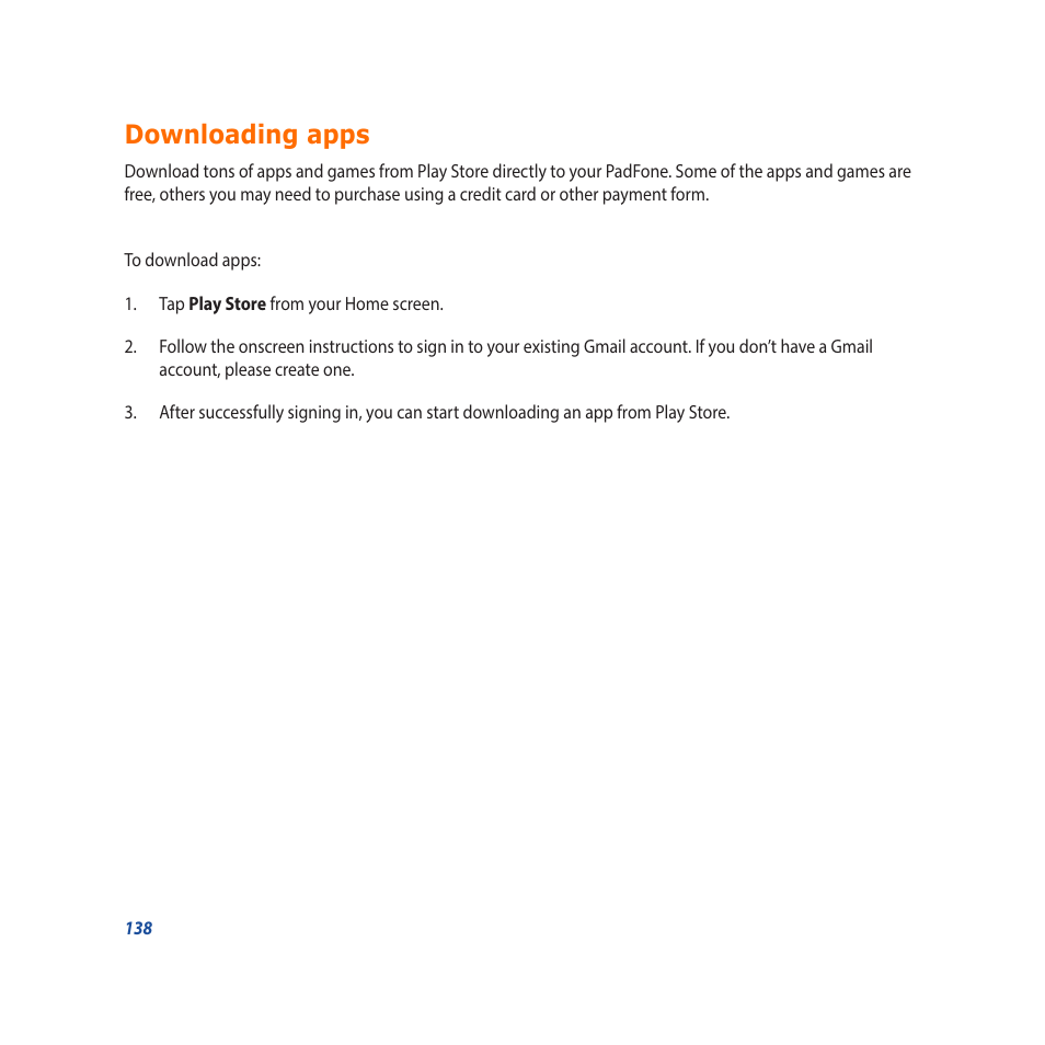 Downloading apps | Asus Padfone X mini User Manual | Page 138 / 146