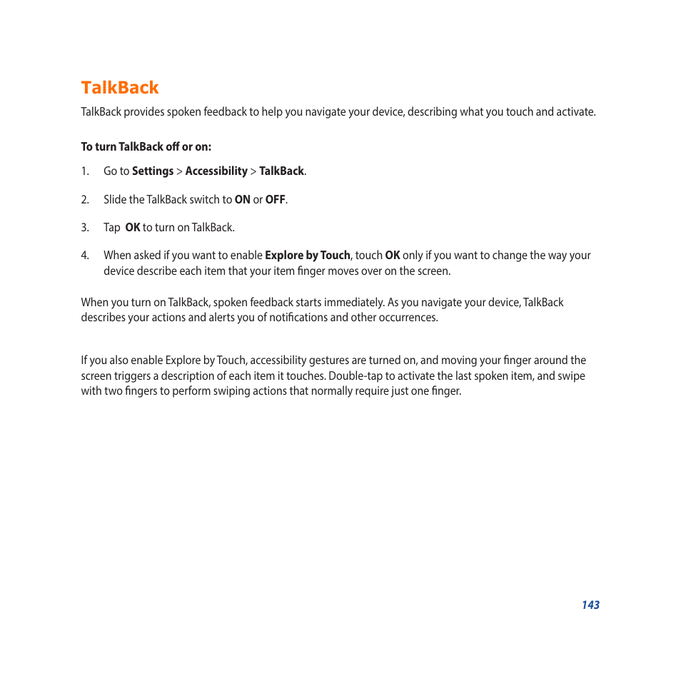 Talkback | Asus Padfone X mini User Manual | Page 143 / 146