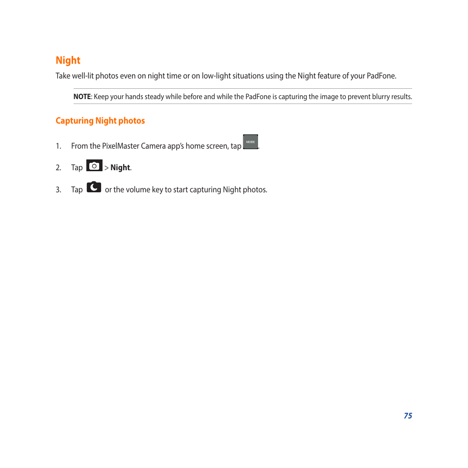 Night | Asus Padfone X mini User Manual | Page 75 / 146