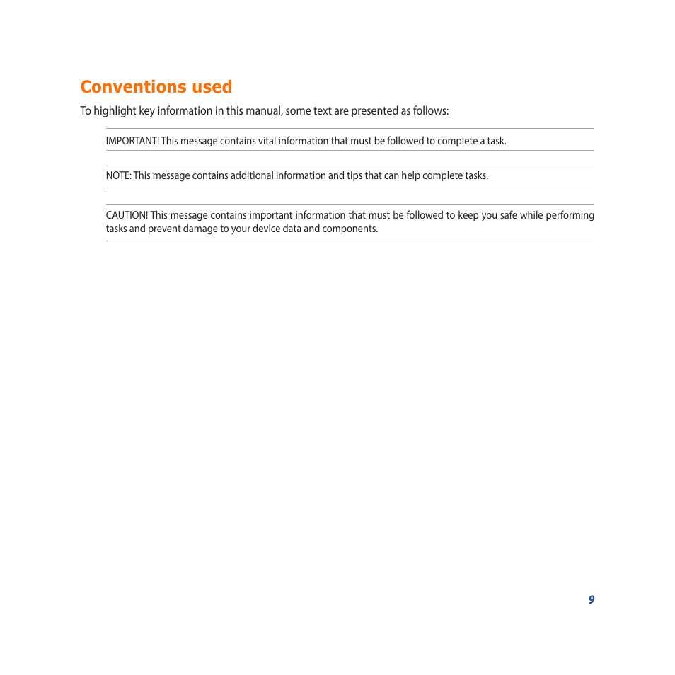 Conventions used | Asus Padfone X mini User Manual | Page 9 / 146