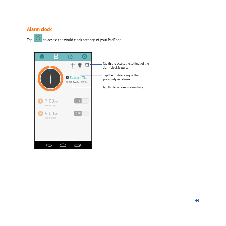 Alarm clock | Asus Padfone X mini User Manual | Page 99 / 146